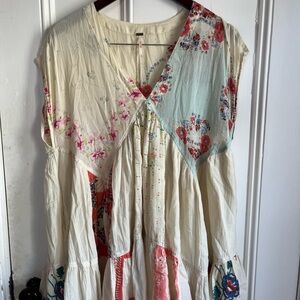 Free People Ivory Floral Tunic mini dress